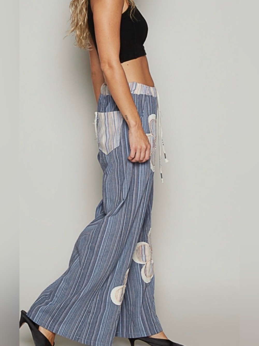 332. POL Blue Floral Wide-Leg Jumpsuit Pants - Picture 2 of 4
